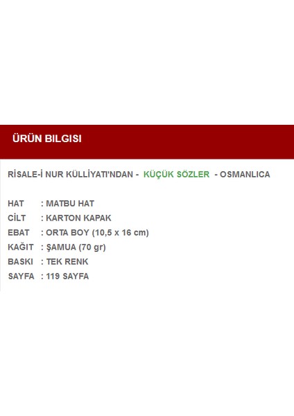 Küçük Sözler (Osmanlıca)