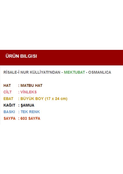 Mektubat (Osmanlıca) fiyatları