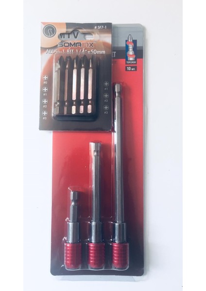 Istocyapimarket Manyetik 3 Lü Bits Uzatma Adaptörü - Manyetik 10 Adet Vidalama Uçları