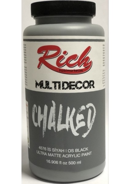 Multi Decor Chalked Akrilik Boya 500 cc Is Siyah 4576