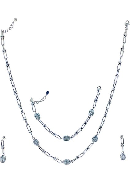 Tifany Taşlı Gümüş Set