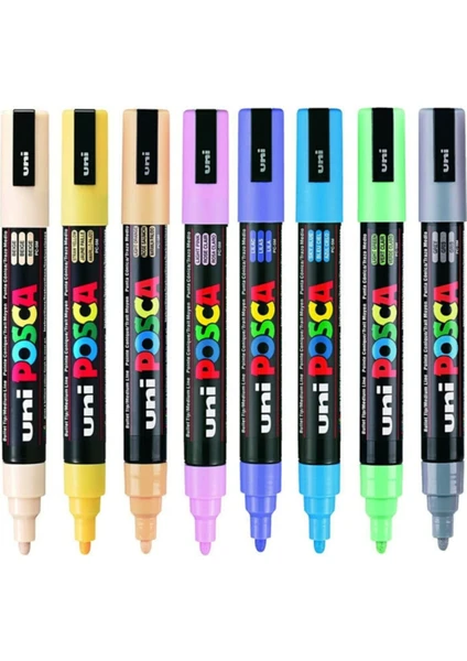 Posca Pc-5m 1.8-2.5 Mm. Su Bazlı Boyama Markörü Seti Çiçek Renkleri 8 Renk