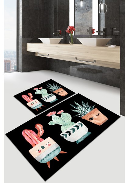 Banyo Paspası , Sünger Dolgulu Klozet Takımı, Yıkanabilir Halı, Kaymaz Taban Halı, Halı