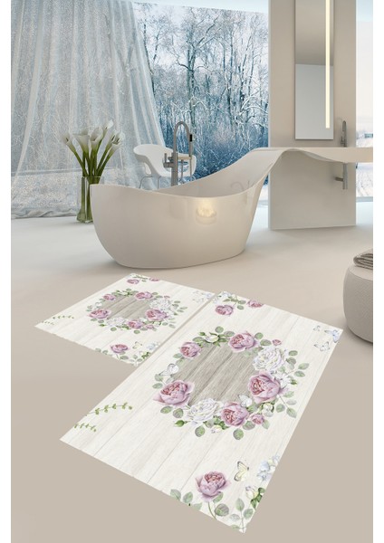 Banyo Paspası , Sünger Dolgulu Klozet Takımı, Yıkanabilir Halı, Kaymaz Taban Halı, Halı