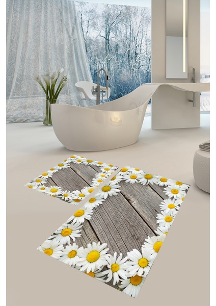 Banyo Paspası , Sünger Dolgulu Klozet Takımı, Yıkanabilir Halı, Kaymaz Taban Halı, Halı
