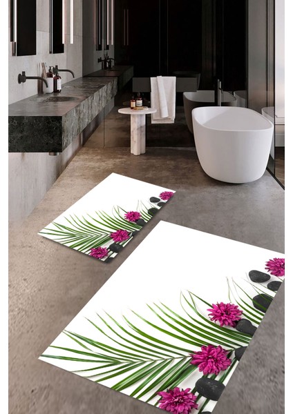Banyo Paspası , Sünger Dolgulu Klozet Takımı, Yıkanabilir Halı, Kaymaz Taban Halı, Halı