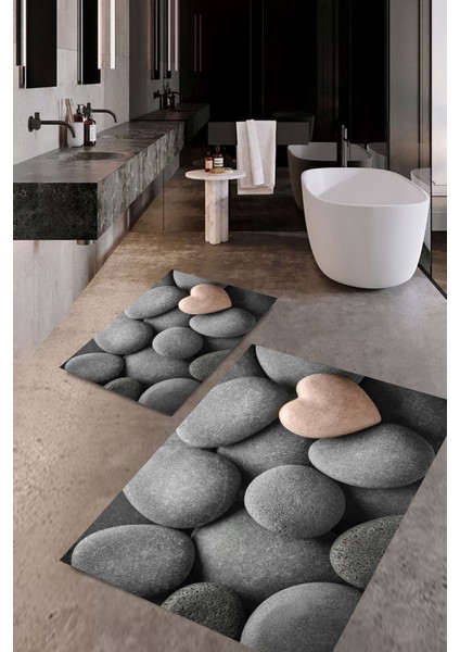 Banyo Paspası , Sünger Dolgulu Klozet Takımı, Yıkanabilir Halı, Kaymaz Taban Halı, Halı