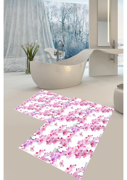 Banyo Paspası , Sünger Dolgulu Klozet Takımı, Yıkanabilir Halı, Kaymaz Taban Halı, Halı