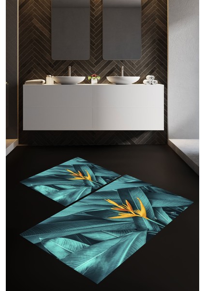 Banyo Paspası , Sünger Dolgulu Klozet Takımı, Yıkanabilir Halı, Kaymaz Taban Halı, Halı