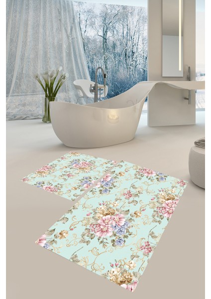 Banyo Paspası , Sünger Dolgulu Klozet Takımı, Yıkanabilir Halı, Kaymaz Taban Halı, Halı