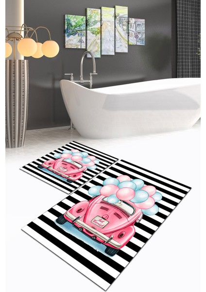 Banyo Paspası , Sünger Dolgulu Klozet Takımı, Yıkanabilir Halı, Kaymaz Taban Halı, Halı