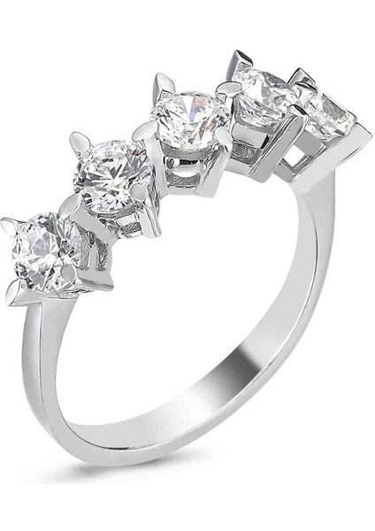 Swarovski Beş Taş Alyans 1.50 Ct - Standart - 16 Numara - YRG15772-4793