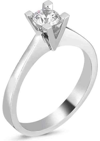 Swarovski Tek Taş Yüzük 0.50 Ct V Tırnak - Standart - 14 Numara - YRG16323-4960