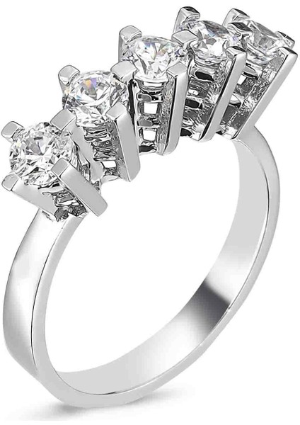 Swarovski Beş Taş Alyans 1.50 Ct Yüksek - Standart - 18 Numara - YRG15086-4773