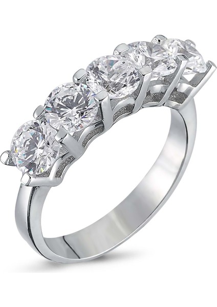 Swarovski Beş Taş Alyans 2.ct - Standart - 18 Numara - YRG16704-4815