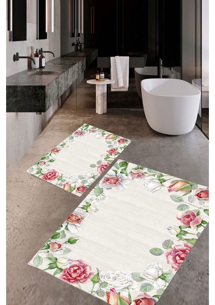Banyo Paspası , Sünger Dolgulu Klozet Takımı, Yıkanabilir Halı, Kaymaz Taban Halı, Halı