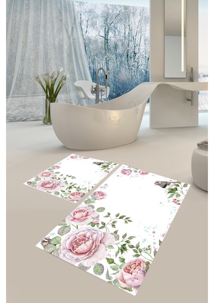Banyo Paspası , Sünger Dolgulu Klozet Takımı, Yıkanabilir Halı, Kaymaz Taban Halı, Halı