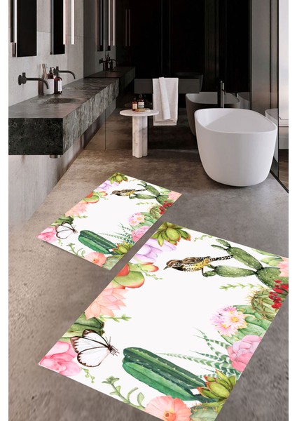 Banyo Paspası , Sünger Dolgulu Klozet Takımı, Yıkanabilir Halı, Kaymaz Taban Halı, Halı