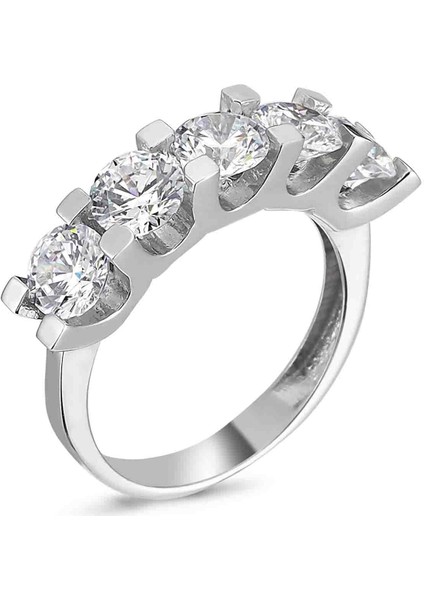 Svarovski Beş Taş Alyans 2.00 Ct V - Standart - 12 Numara - YRG15417-4777
