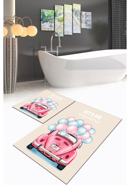 Banyo Paspası , Sünger Dolgulu Klozet Takımı, Yıkanabilir Halı, Kaymaz Taban Halı, Halı