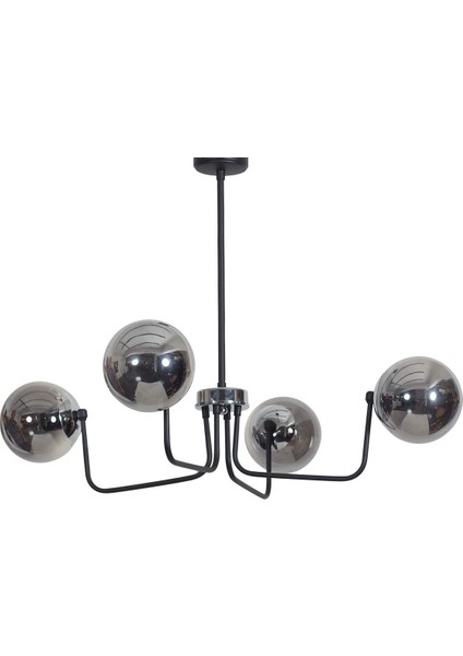 Belize 4'lü Krom Siyah Metal Gövde Füme Camlı Tasarım Lüx Avize fiyatları