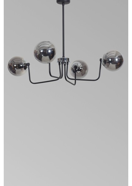 Belize 4'lü Krom Siyah Metal Gövde Füme Camlı Tasarım Lüx Avize modelleri