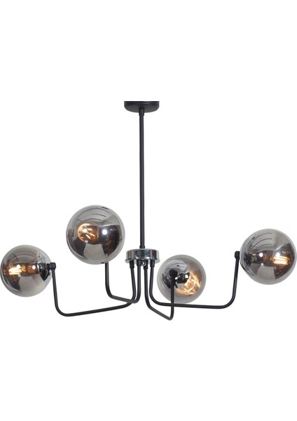 Belize 4'lü Krom Siyah Metal Gövde Füme Camlı Tasarım Lüx Avize fırsatları