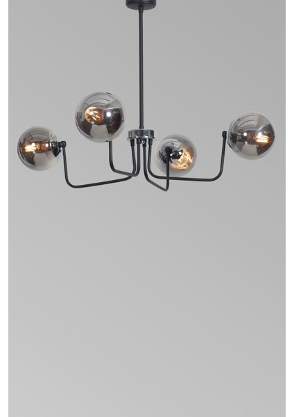 Belize 4'lü Krom Siyah Metal Gövde Füme Camlı Tasarım Lüx Avize indirimleri