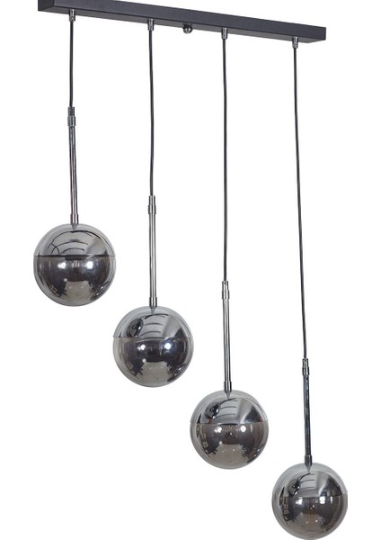 Luvia 4 Lü Krom-Siyah Metal Gövde Füme Camlı Tasarım Lüx Sarkıt Avize fiyatları