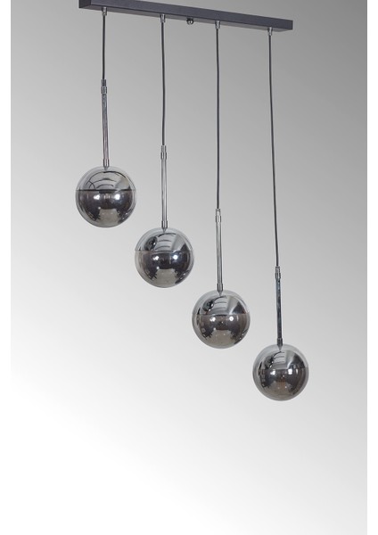 Luvia 4 Lü Krom-Siyah Metal Gövde Füme Camlı Tasarım Lüx Sarkıt Avize modelleri