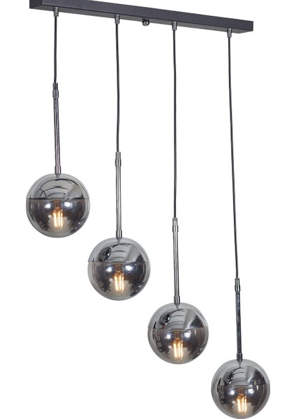 Luvia 4 Lü Krom-Siyah Metal Gövde Füme Camlı Tasarım Lüx Sarkıt Avize fırsatları