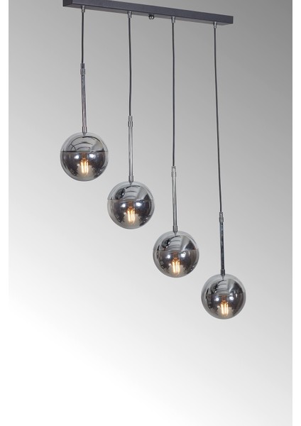 Luvia 4 Lü Krom-Siyah Metal Gövde Füme Camlı Tasarım Lüx Sarkıt Avize indirimleri