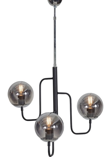 Tera 3 Lü Siyah-Krom Metal Gövde Füme Camlı Tasarım Lüx Avize fırsatları