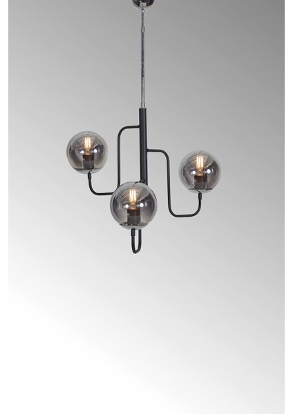 Tera 3 Lü Siyah-Krom Metal Gövde Füme Camlı Tasarım Lüx Avize indirimleri