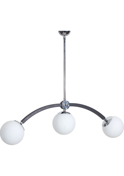 Frenk 3 Lü Krom-Siyah Metal Gövde Beyaz Camlı Tasarım Lüx Avize fiyatları