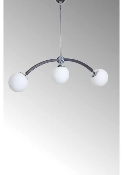 Frenk 3 Lü Krom-Siyah Metal Gövde Beyaz Camlı Tasarım Lüx Avize modelleri