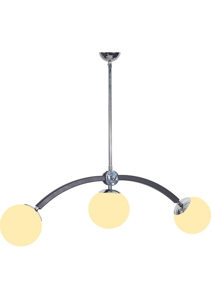 Frenk 3 Lü Krom-Siyah Metal Gövde Beyaz Camlı Tasarım Lüx Avize fırsatları