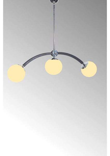 Frenk 3 Lü Krom-Siyah Metal Gövde Beyaz Camlı Tasarım Lüx Avize indirimleri