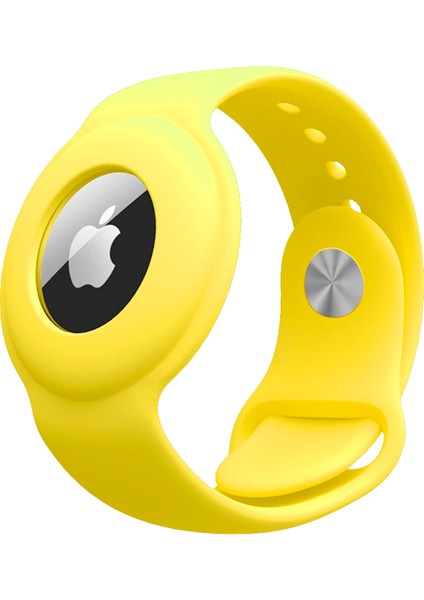 Apple Airtag Silikon Kordon Bileklik Sarı