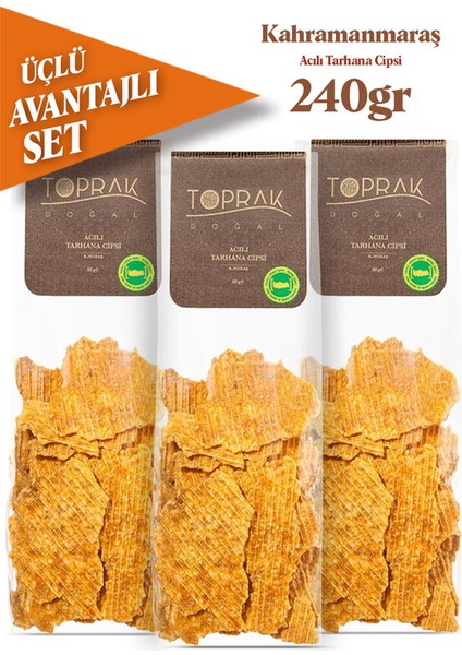 Toprak Doğal Acılı Tarhana Cips Ekonomik 3'lü Set