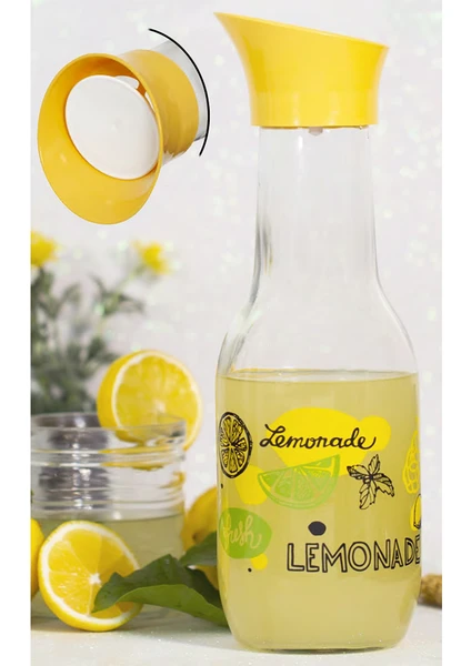 Limon Desen 1000 Cc. (1lt.) Cam Karaf Sürahi, Su Şişesi