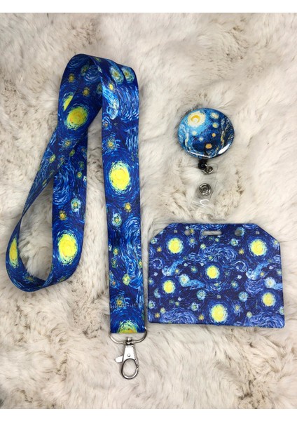 Van Gogh Yıldızlı Gece Boyun Askısı Yoyo ve Kartlık Set