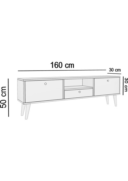 Ankara Mobilya Penta Ahşap Ayaklı 160 cm Beyaz Tv Sehpası