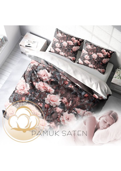 Roses Garden 3D Pamuk Saten Çift Kişilik Nevresim Takımı fırsatları