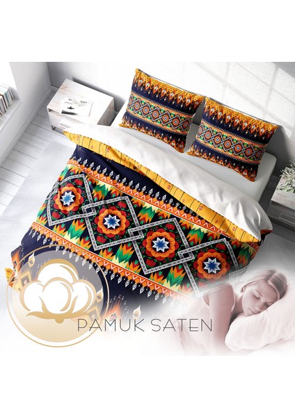 Oriental Ethnic 3D Pamuk Saten Çift Kişilik Nevresim Takımı fırsatları