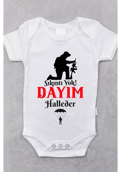 Sıkıntı Yok Asker Dayım Halleder Desenli Kısa Kol Body