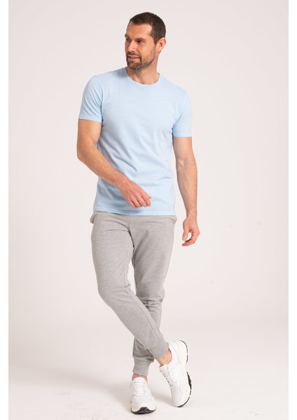 Yuvarlak Yaka Normal Fit Erkek Mavi Tişört, %100 Pamuk Basic Erkek Tshirt fiyatları