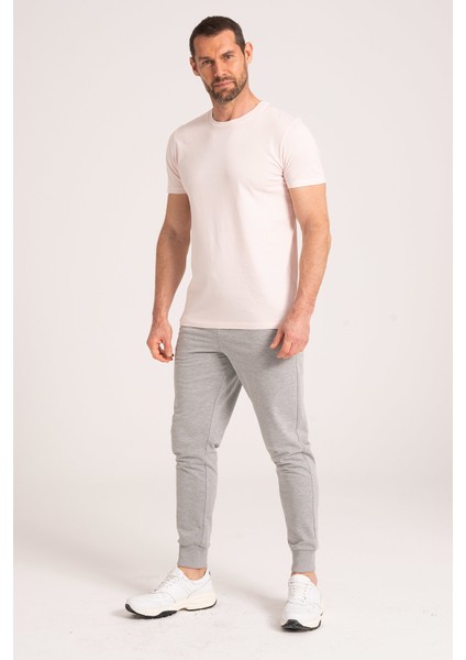 Yuvarlak Yaka Normal Fit Erkek Pembe Tişört, %100 Pamuk Basic Erkek Tshirt modelleri