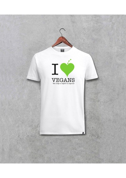 I Love Vegans Vejetaryen Baskılı Beyaz Tişört