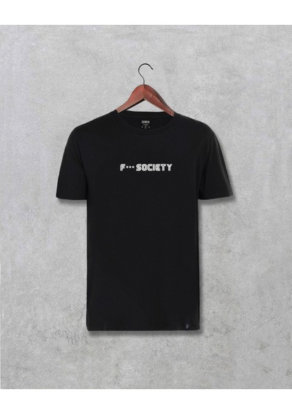 Mr Robot Society Yazılı Tasarım Baskılı Tişört